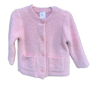 Hanna Andersson Pink Marshmallow Cardigan Fuzzy Warm Button Front Pockets Sz 2T